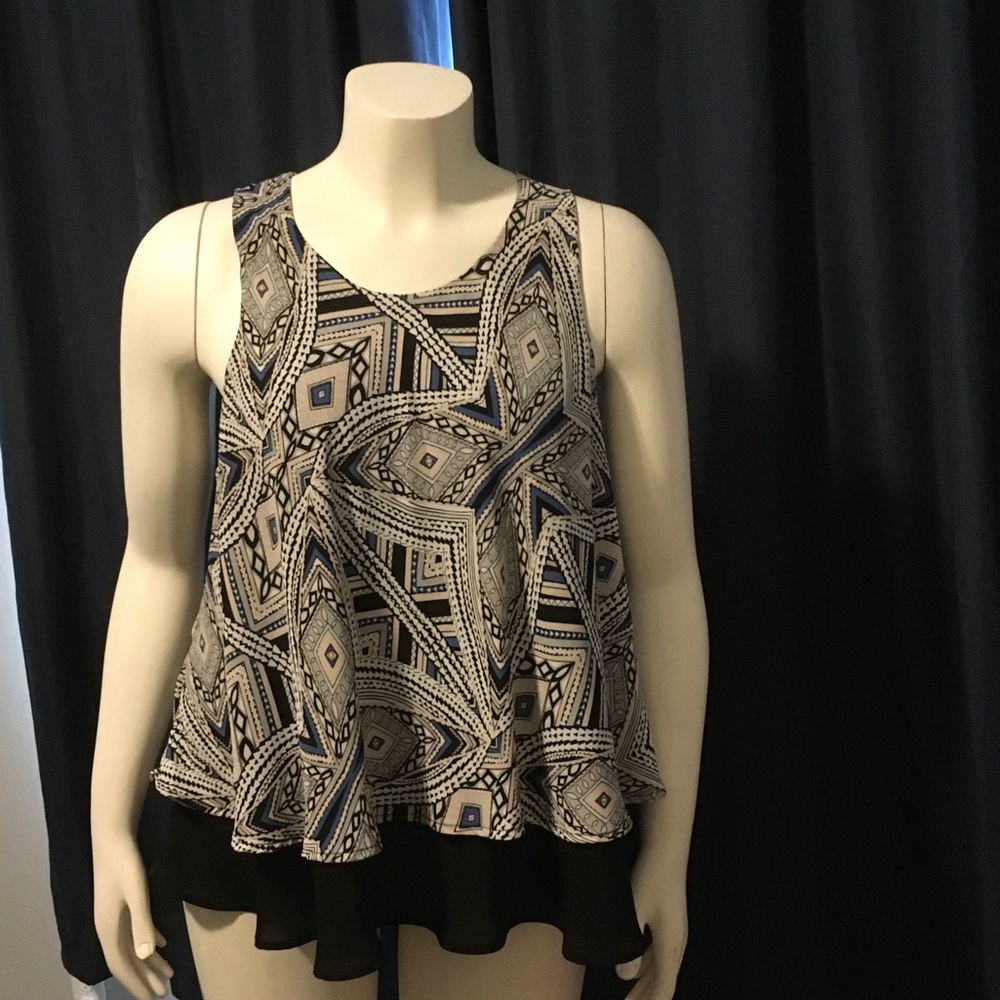 Muse Printed Layered Flowy Camisole - Black, White, Blue, Pink
